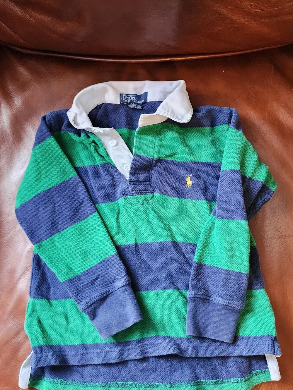 Polo by Ralph Lauren Kids Green & Navy Striped Rugby Polo